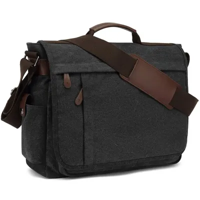 Produktbild von Umhängetasche Umhängetasche Herren Schultertasche 15.6 Zoll Kuriertasche aus Canvas, Hochwertige Herrentasche
