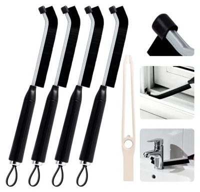 Produktbild von Fugenbürsten mit Hartborsten für Eckenreinigung, 4 Stück, 3 mm Lückenbürsten mit ergonomischem Griff für Küche, Toilette und Badezimmer