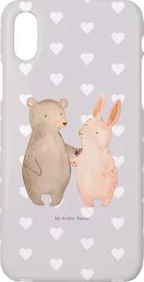 Produktbild von Mr. & Mrs. Panda Iphone 10 Handyhülle Bär und Hase Umarmen - Grau Pastell - Geschenk, Freunde, für Immer, Freund, X, Hülle, Handy, Bester, Cover, BFF, Bärchen