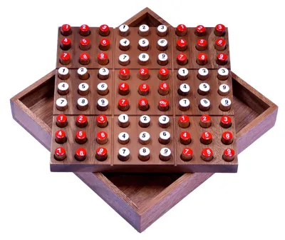 Produktbild von Sudoku mit Zahlensteckern - Spielfeld 18 x 18 cm - Steckspiel aus Holz