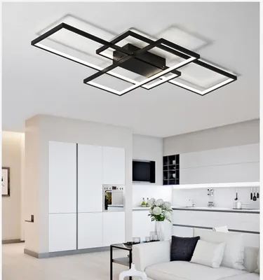 Produktbild von LED moderne Deckenleuchte, mit Fernbedienung, Stufenlos Dimmbar, CCT-Steuerung, Esszimmer und Schlafzimmer Schwarz