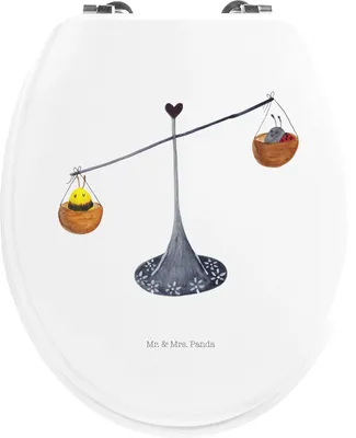 Produktbild von Mr. & Mrs. Panda Toilettendeckel Sternzeichen Waage - Weiß - Geschenk, holz toilettensitz, Biene, Gleichgewicht, WC Brille, Klodeckel, klo deckel, Marienkäfer, Hummel