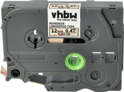Produktbild von vhbw Schriftband-Kassette kompatibel mit Brother PT H101C, H101GB, H101, H101TB Etiketten-Drucker Schwarz auf Weiß/Rot (Rentiermuster), Laminiert