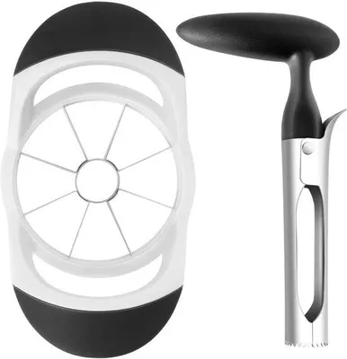 Produktbild von Ibenzoa® Apfel- & Obstschäler-Set, 2-teilig – 18 cm Schäler & 18 cm Entkerner, scharfe rostfreie Edelstahlklingen, ergonomische rutschfeste Griffe