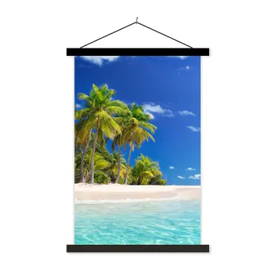 Produktbild von MuchoWow® Textilposter Strand - Meer - Palme - Sonne - Sommer 40x60 cm mit schwarzem Rahmen - Wanddekorationen