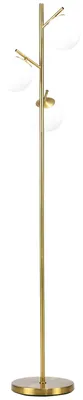 Produktbild von Stehleuchte im Retro-Design. Stehlampe. Stehlampe mit 3 Lampenschirmen. Glas. Gold