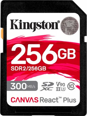 Obrázek produktu pro Kingston 256GB Canvas React Plus SDXC UHS-II 300R/260W U3 V90 for Full HD/4K/8K - 256 GB - SD - Klasse 10 - UHS-II - 300 MB/s - 260 MB/s