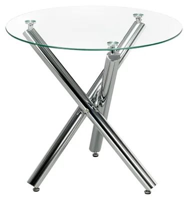 Produktbild von Runder Küchentisch für 4 Personen, Beistelltisch, Glastisch, Kaffeetisch, Wohnzimmertisch, Stahl, Transparent, Ø80 x 74 cm