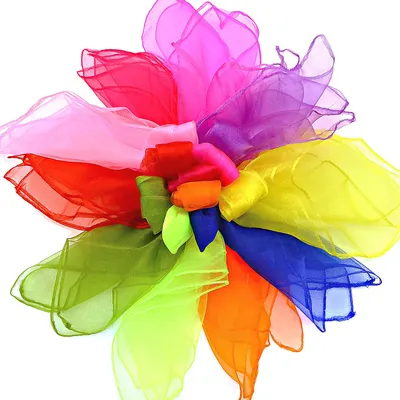 Produktbild von 20 Stück Tanz Tücher, Bunt Jongliertücher Chiffon Square Seidentücher Baby Motorik und Rhythmik Spieltücher, für Kindergarten Kindershow 60 * 60cm