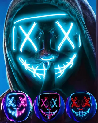 LED Halloween-Maske, leuchtend, 3 Modi, verstellbar, Eisblau A