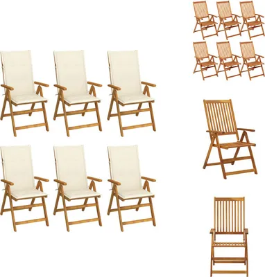 Immagine prodotto di vidaXL Sedie da giardino pieghevoli 6 pezzi con cuscini in legno massiccio di acacia - Sedie da giardino