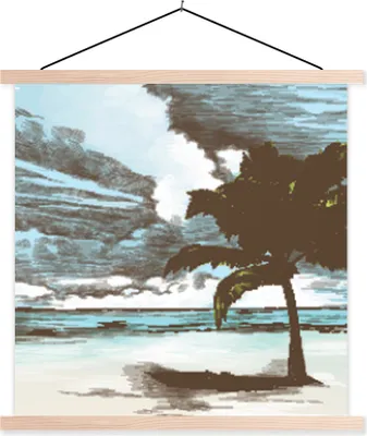 Produktbild von MuchoWow® Textilposter Strand - Palme - Meer 40x40 cm mit holzfarbenen Rahmen - Posterleiste