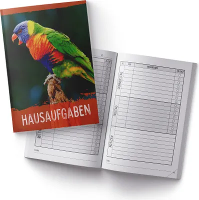 Produktbild von itenga Hausaufgabenheft Papagei (Motiv 31) DIN A5, 96 Seiten
