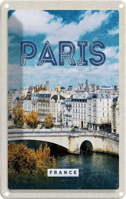 Produktbild von vianmo Blechschild 18x12 cm Paris Frankreich Trip Stadt Vintage Bildmotiv Reisemotiv Abenteuer Reisen Urlaub
