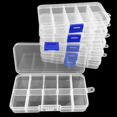 Sortierbox 6er-Set, 10 Fächer, transparent, Kunststoff
