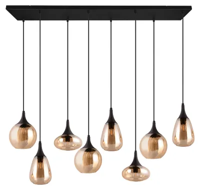 Image de Suspension LUMINA noir et miel 8xE14x40W en métal, dimensions : 150 x 121 x 34,5 cm, IP20, Trio