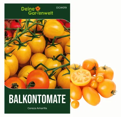 Produktbild von Balkontomaten gelb Cereza Amarilla Samen - Solanum lycopersicum - Balkontomatensamen - Gemüsesamen - Saatgut für 20 Pflanzen