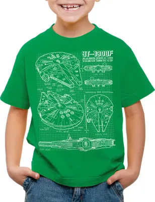 Produktbild von style3 Milennium Falcon Kinder T-Shirt blaupause falkon