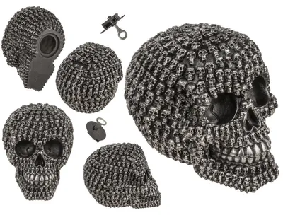 Produktbild von Spardose Totenkopf Design silber 14cm