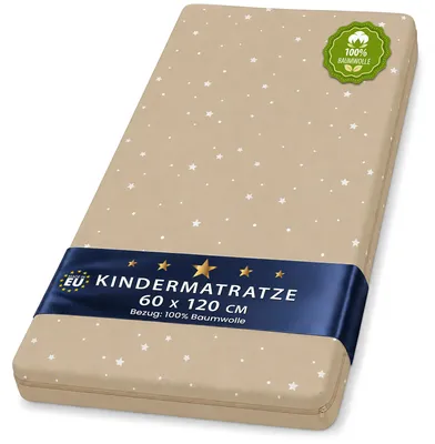Produktbild von Matratze Kinderbett Babybett 60x120 cm Schaumstoff mit Sternen Bezug