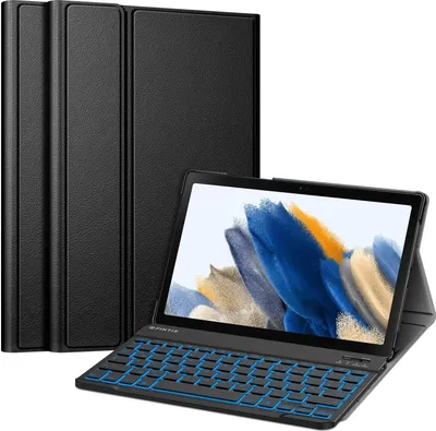 Produktbild von Fintie Beleuchtete Tastatur Hülle für Samsung Galaxy Tab A8 10.5 Zoll 2022/2021 SM-X200/X205/X207 - Keyboard Cover mit Abnehmbarer QWERTZ Layout Hintergrundbeleuchtung Tastatur, Schwarz