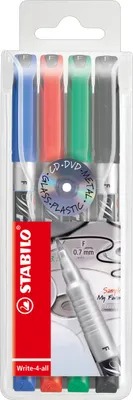 Produktbild von Permanent-Marker - STABILO Write-4-all - fein - 4er Pack - blau, rot, grün, schwarz