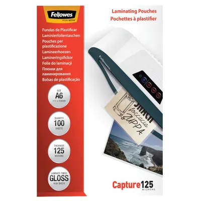Image de Film de plastification Fellowes Capture A6 125 microns brillant 100P