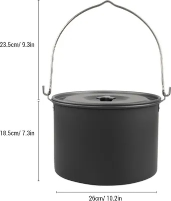 Immagine prodotto di Pentola da campeggio portatile appesa, 8 l, per cucinare all'aperto, pentole per l'escursionismo e la pesca