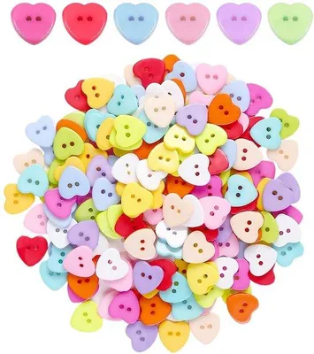 Image de 100 boutons « Love », 12,5 mm, multicolores, pour la couture et la décoration