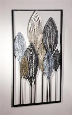 Produktbild von 3D Wandbild "Blätterwald" aus Metall, 52x95 cm, Wanddeko, Wandschmuck, Metallbild