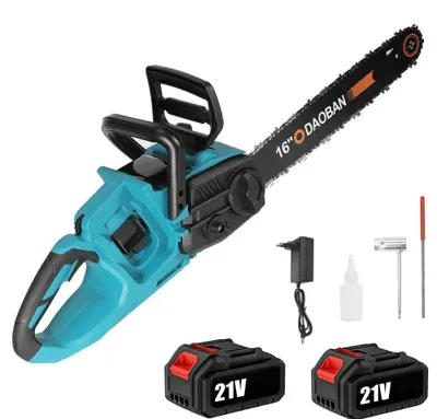 Immagine prodotto di Troncatrice a catena elettrica - Motosega a batteria da 40 cm - Motore brushless da 3500 W - Troncatrice per giardinaggio, ideale per il taglio - Con 2 batterie - Spina di tipo EU