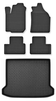 Image de Tapis en caoutchouc + bac de coffre pour Hyundai Ioniq 2021- (coffre standard) – 5 pièces, noirs, semi-universel, adapté