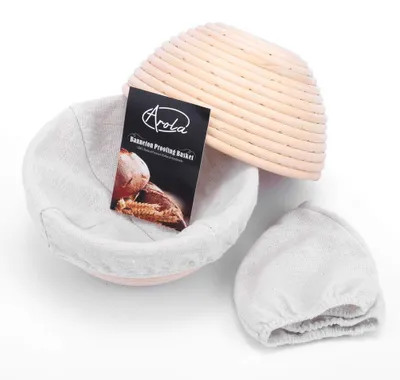 Obrázok produktu pre Ošatky na chlieb 18 cm, 2 ks, ratan, s ľanovou vložkou, pre pečenie chleba