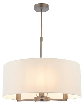 Immagine prodotto di Lampada a sospensione con paralume in lino DALEY, bronzo antico, 3xE14x15W, metallo, dimensioni: 65,5x50x50 cm, IP20, Endon