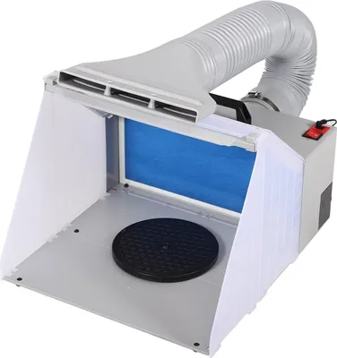 Immagine prodotto di Happyment® Cabina di verniciatura professionale per aerografo - Con illuminazione a LED - Aspirazione e filtro - Pieghevole - Modellismo - Con piattaforma girevole