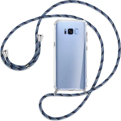 Produktbild von Handykette Backcover-Schutzhülle mit Band (Metall silberfarben) für Samsung Galaxy S8 - Blautöne
