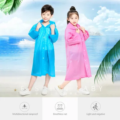 Produktbild von Regenmantel für Kinder, verdickt, wasserdicht, für Mädchen und Jungen, Regenmantel für Kinder, transparent, mit Kapuze, Regenbekleidung, Anzug