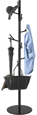 Produktbild von Unyqoos® Moderner freistehender Garderobenständer mit 16 Haken – platzsparende Garderobe für Flur & Wohnzimmer, ideal für Jacken, Hüte & Taschen