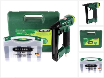 Produktbild von Prebena 1XR-A16 Luftdruck Druckluftnagler im Transportkoffer + A-BOX 9.000 Heftklammern / Staples