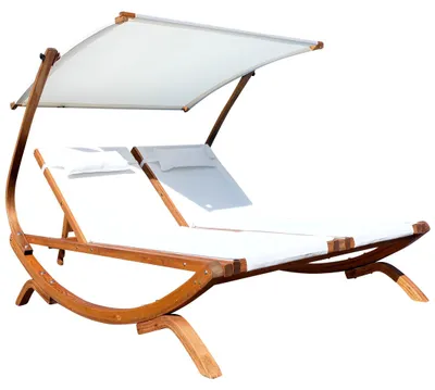 Produktbild von AS-S Doppel - Sonnenliege Doppelliege TULUM extrabreit für 2 Personen mit verstellbarem Dach aus Holz Lärche