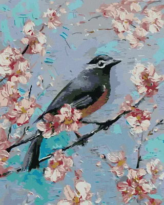 Produktbild von Zuty - Malen nach Zahlen - VOGEL AUF EINER KIRSCHE, 40x50 cm, ohne Keilrahmen