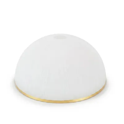 Produktbild von LUXOLAR Glasschirm E27 Weiß Matt Halbkugel Goldstreifen Ø30 cm H14,5 cm