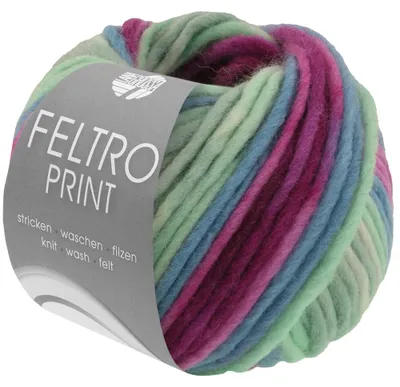 Produktbild von Lana Grossa FELTRO PRINT 50 g modernes Filzgarn 50 m Farbe 1311 - Petrol/Graugrün/Rotviolett