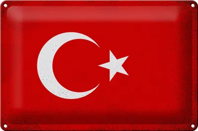 Produktbild von Blechschild Flagge Türkei 30x20cm Flag of Turkey Vintage