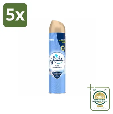 Immagine prodotto di 5 flaconi di spray per ambienti Glade, profumo Clean Linen, 300 ml, confezione risparmio, 5 pezzi