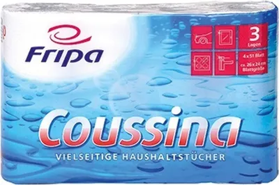 Produktbild von Fripa Küchenrolle Coussina 3-lagig weiß Tissue 4 Rollen à 51 Blatt