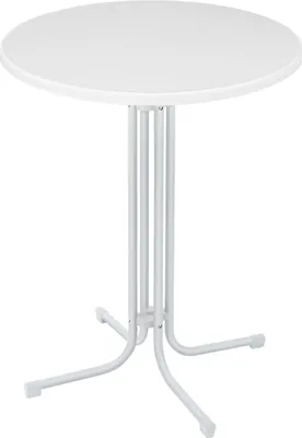 Produktbild von Sessamen-LP Stehtisch, Ø 80 cm Bartisch Klappbar, Bistrotisch, Runder Bar Tisch Wetterfest, Beistelltisch Outdoor und Indoor, Hochzeit, Weiß
