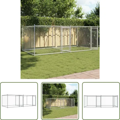 Image de The Living Store Enclos pour chiens avec portes Gris 4x2x1,5 m Acier galvanisé