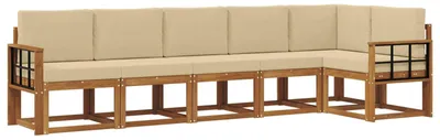 Produktbild von vidaXL Outdoor-Sofagarnitur mit Kissen 6 pcs Natur und Beige