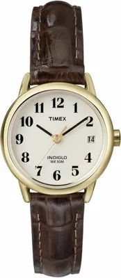 Produktbild von Watch Damen mit Analog Quarz 25 mm Goldfarbenes Messinggehäuse Lederarmband Mineralglas Datumsanzeige Nachtbeleuchtung Wasserdicht 30 m